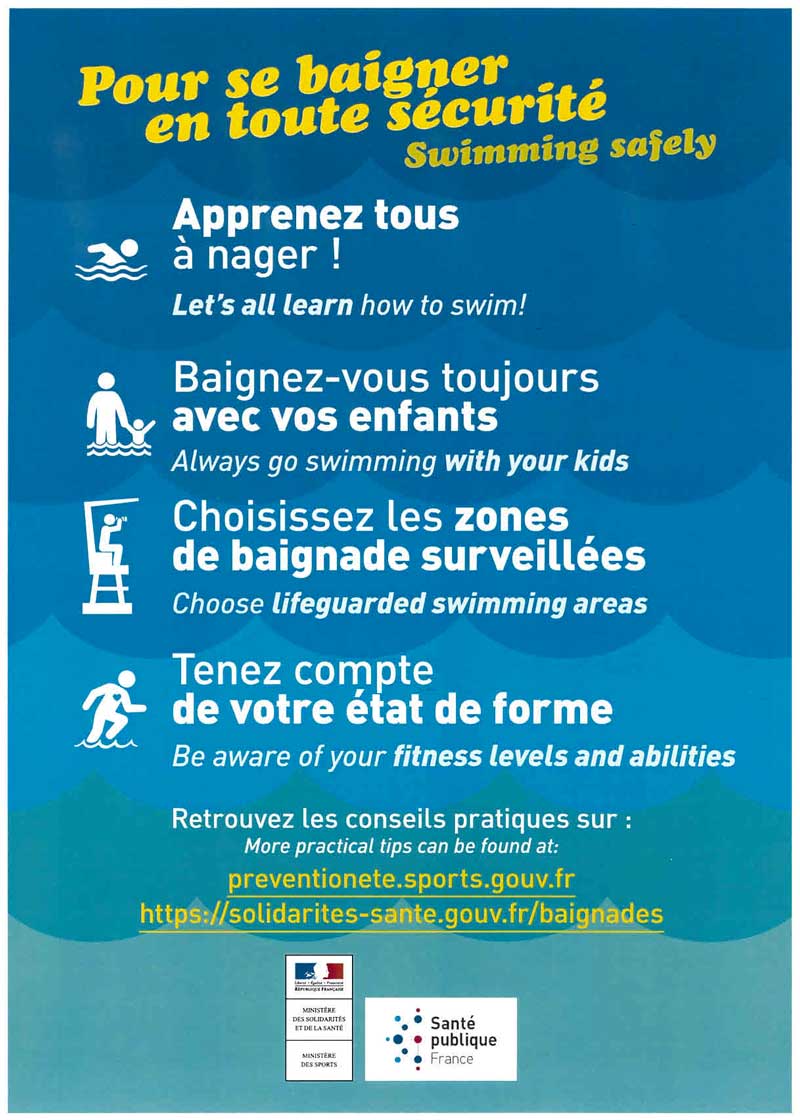 Bulletin informatif sur les règles de sécurité de la baignade