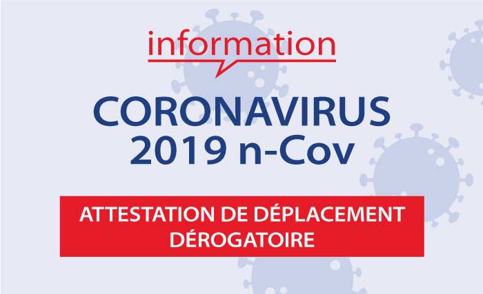 Covid-19 Attestation de déplacement dérogatoire