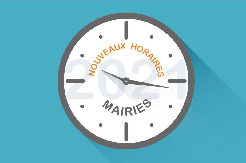 Illustration horloge, nouveaux horaires des mairies